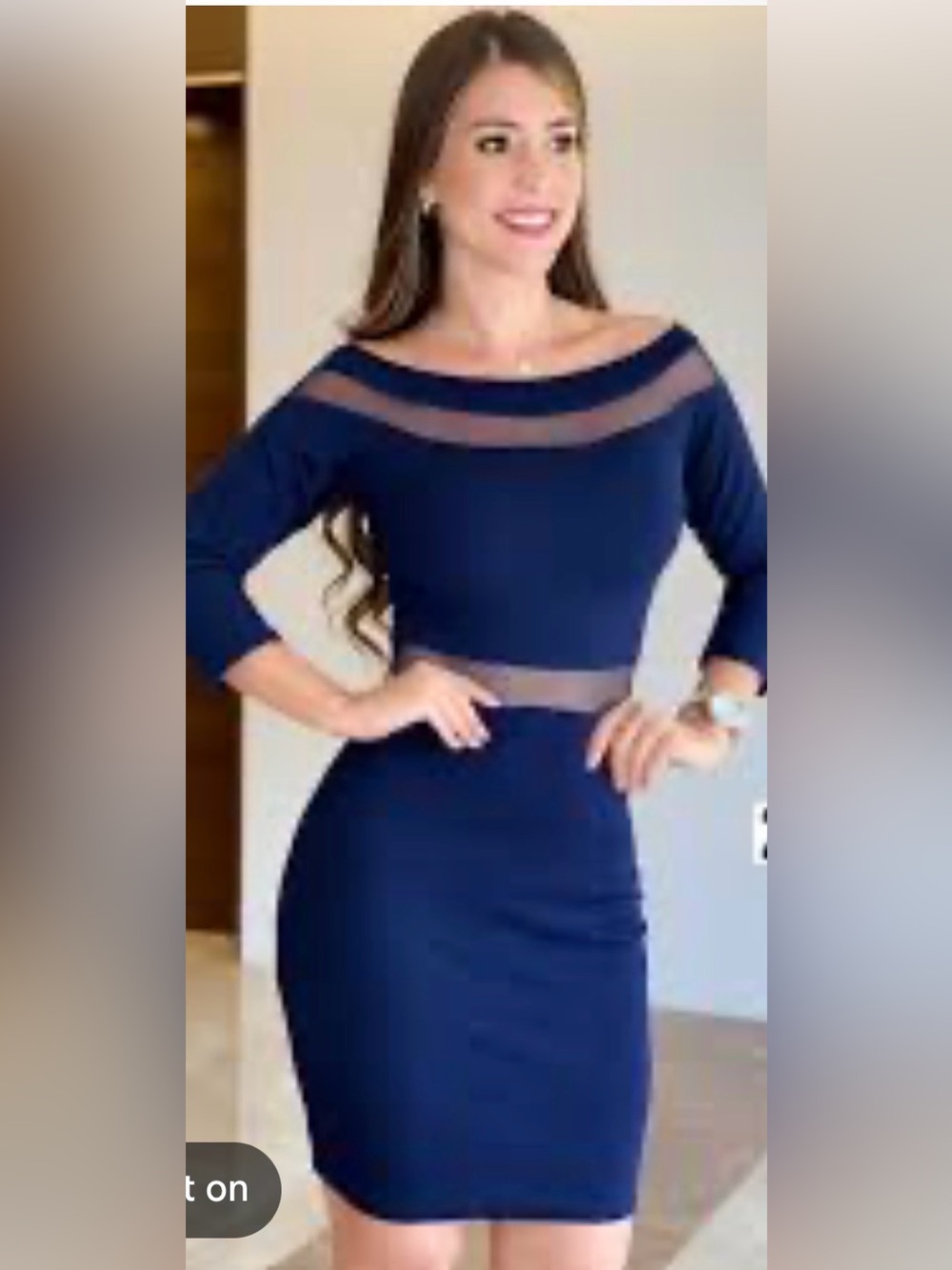 Love X Design Navy Mesh Illusion Off Shoulder Bodycon Dress XL